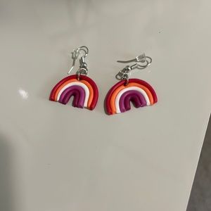 Rainbow clay earrings